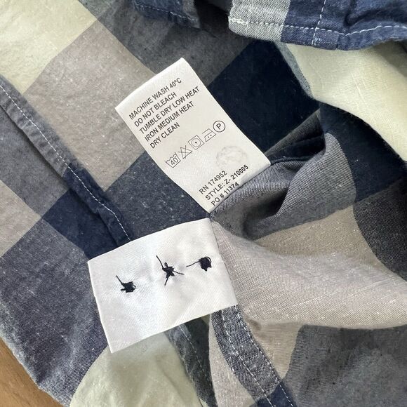 Lisboa Shirt Medium Blue Check Long Sleeve Button Up Oxford Made in Portugal - Picture 6 of 10